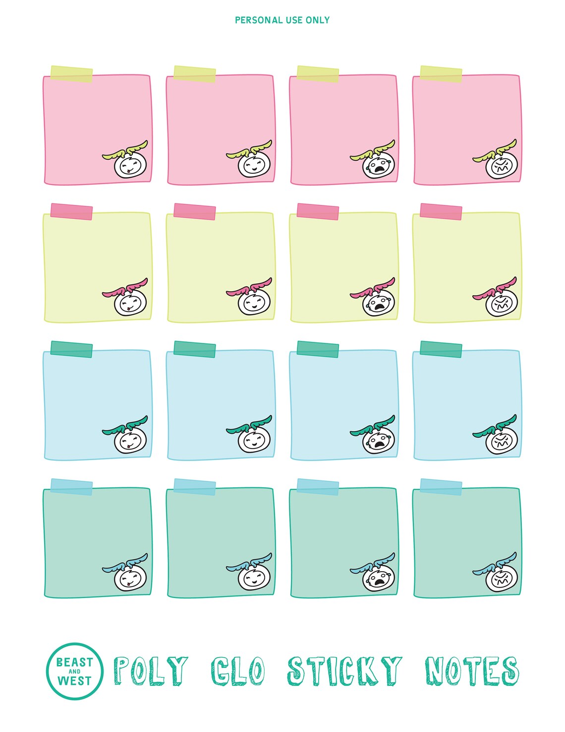 Sticky Notes Emoji Autocollants imprimables Autocollants Etsy