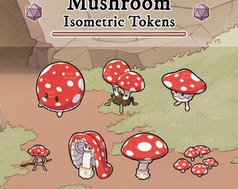Isometric Mushroom Tokens - Digital Download, DnD, TTRPG, VTT, Dungeons and Dragons