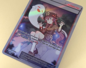 Hu Tao Full Art Trainer - Custom Pokemon Card, Genshin Card, Genshin Impact