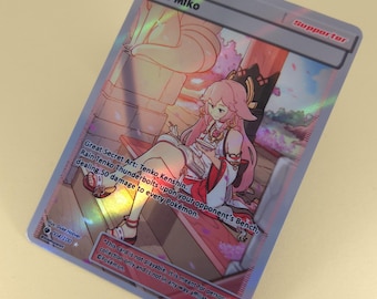 Yae Miko Full Art Trainer - Custom Pokemon Card, Genshin Card, Genshin Impact