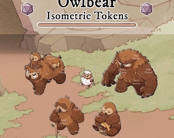 Owlbear Isometric Tokens - Digital Download, DnD, TTRPG, VTT, Dungeons and Dragons