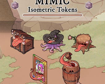 Isometric Mimic Tokens - Digital Download, DnD, TTRPG, VTT, Dungeons and Dragons