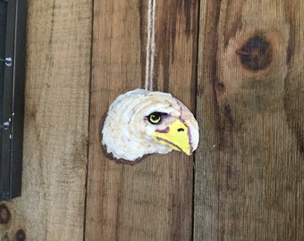 Hand Painted Oyster Shell Eagle