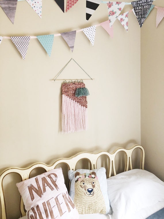 Pink Wall Hanging Rose Handmade Nursery Toddler Girl Girl S Room Wall Art Weaving Bedroom Free Shipping Loom Weaving