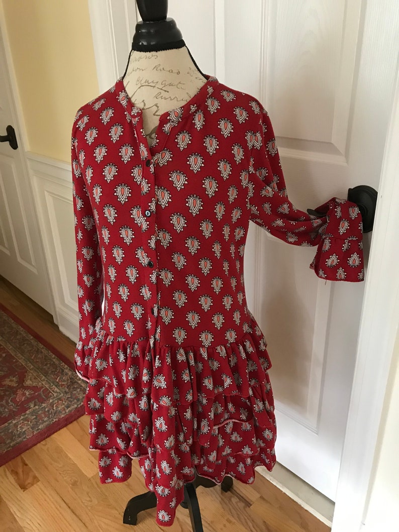 Fun Short Dress or Blouse Tunic with 4 rows of ruffles