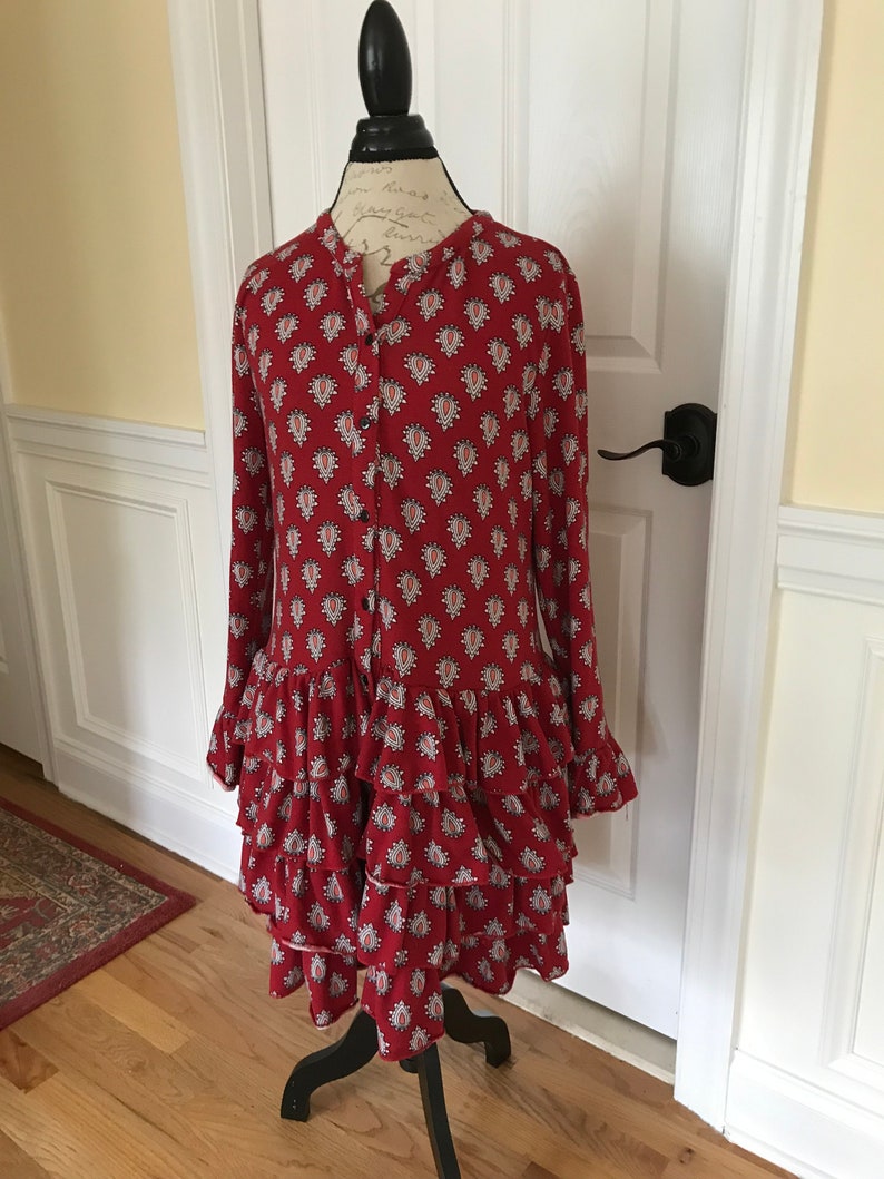 Fun Short Dress or Blouse Tunic with 4 rows of ruffles