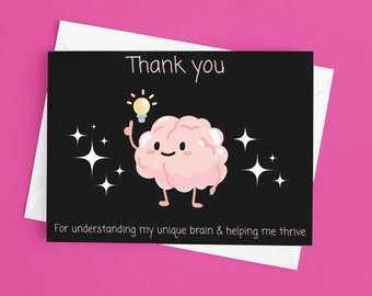 Thank You Teacher Card, Neurodiversity Appreciation (Printable)