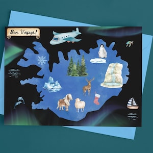 Biglietto stampabile Islanda, biglietto di viaggio in Islanda, biglietto di auguri per le vacanze New Adventures, biglietto Bon Voyage, biglietto di auguri Reykjavik Islanda da scaricare in formato digitale