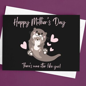 Carte de la meilleure maman bien pensée imprimable, fête des mères, jolie carte de fête des mères, cadeau attentionné pour femme, maman, adorable maman et bébé loutre