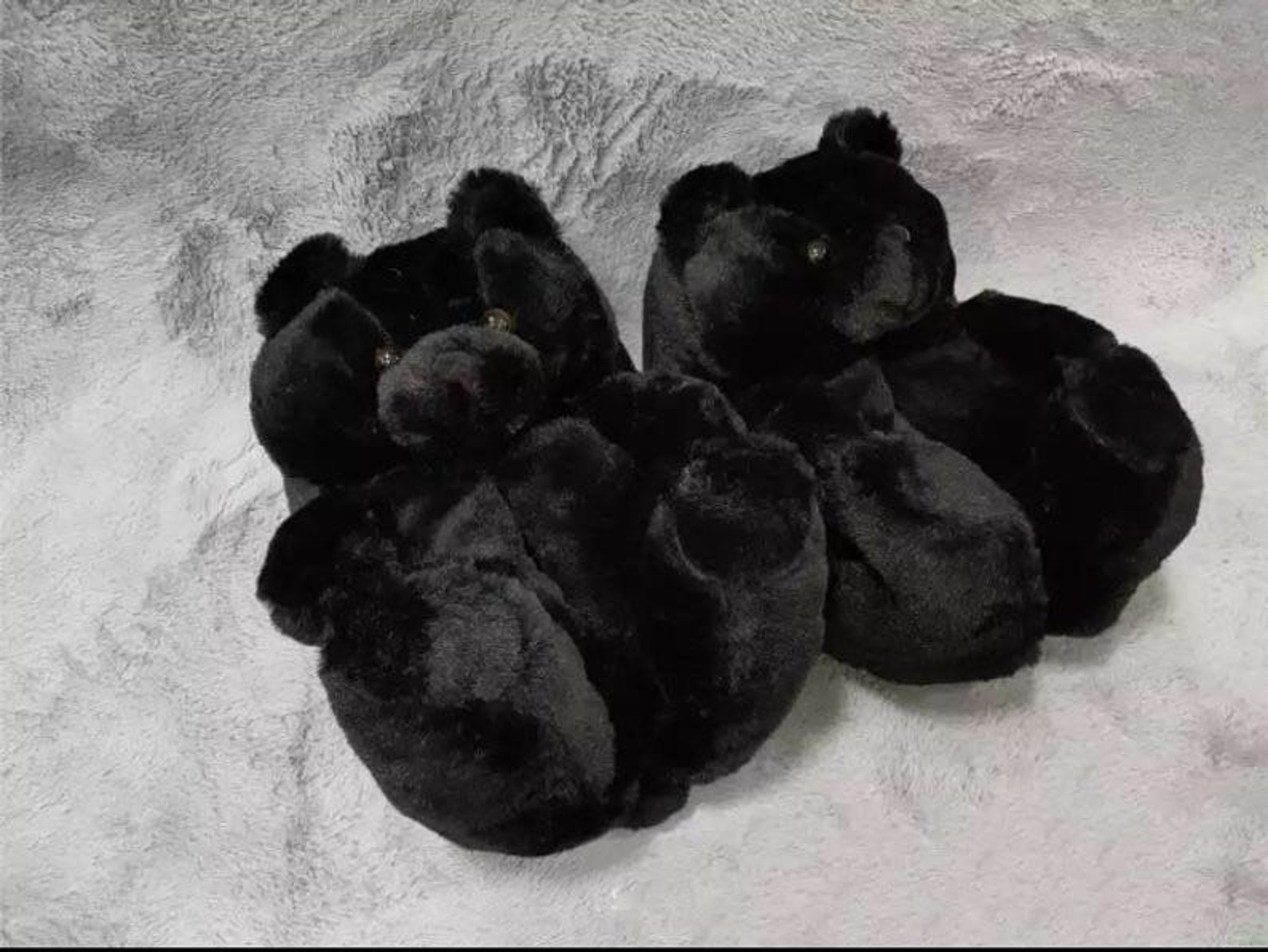 Black Teddy Bear Slippers Etsy