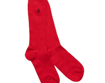 Classic Red Bamboo Socks (Comfort Cuff)