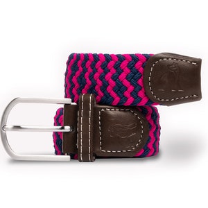 Woven Belt - Pink / Blue Zigzag