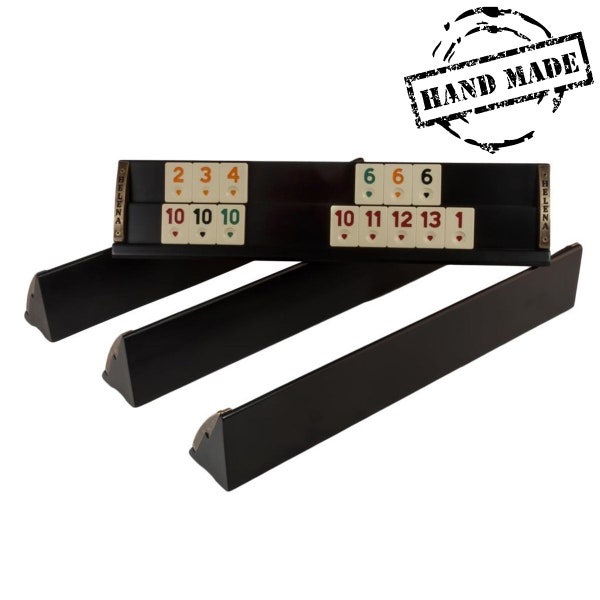 Personalized Black Wooden Turkish Okey Game Set  | Handcrafted Black Straight Rummy Cube Game Set