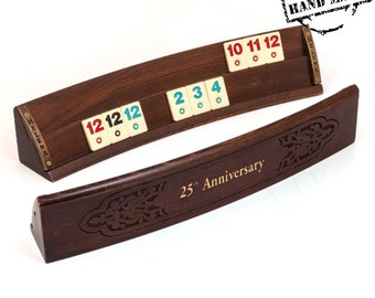 Personalized - Hand Carved Oval Rummikub Game Set | Name Engraved Oval Rummy Cube Game Set