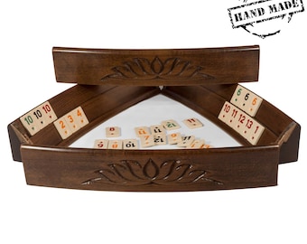 New Hand-carved Oval Rummy Cube Game Set - Daphne Wooden Oval Rummy Board Game Set