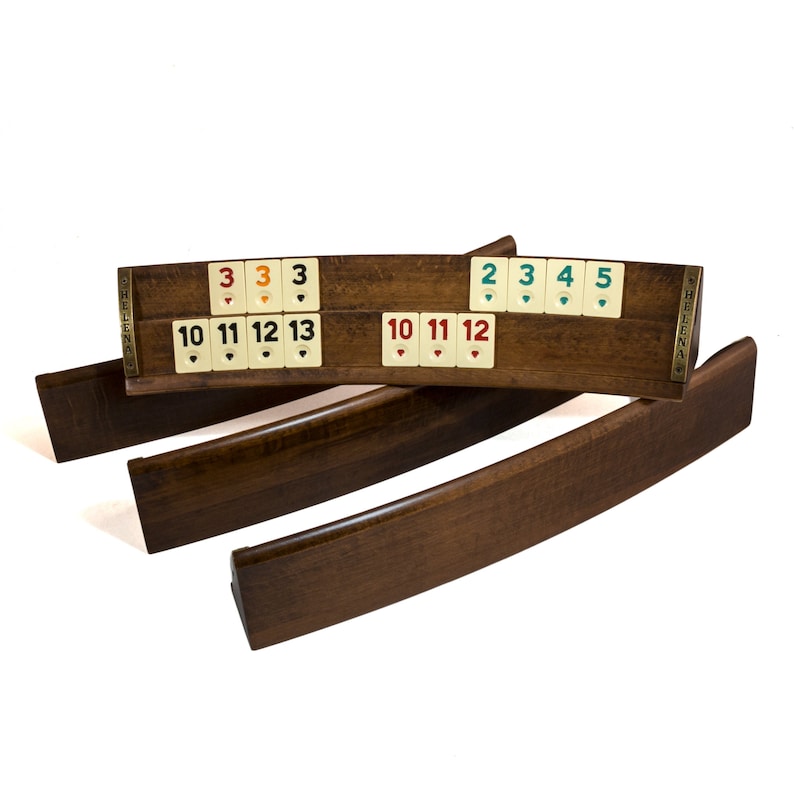 Wooden Handmade Curved Rummy Cube Game Set Elliptic Rummikub Board Game Set image 3