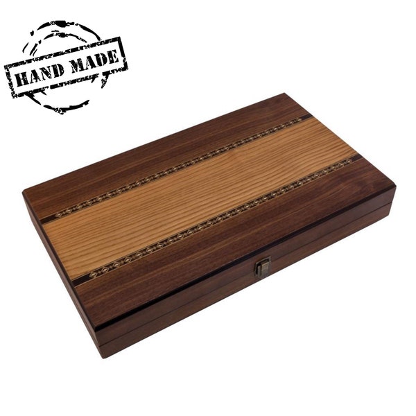 19,3 inch gepersonaliseerde / Eco Backgammon set | Houten Mozaïek Ingelegde Strepen