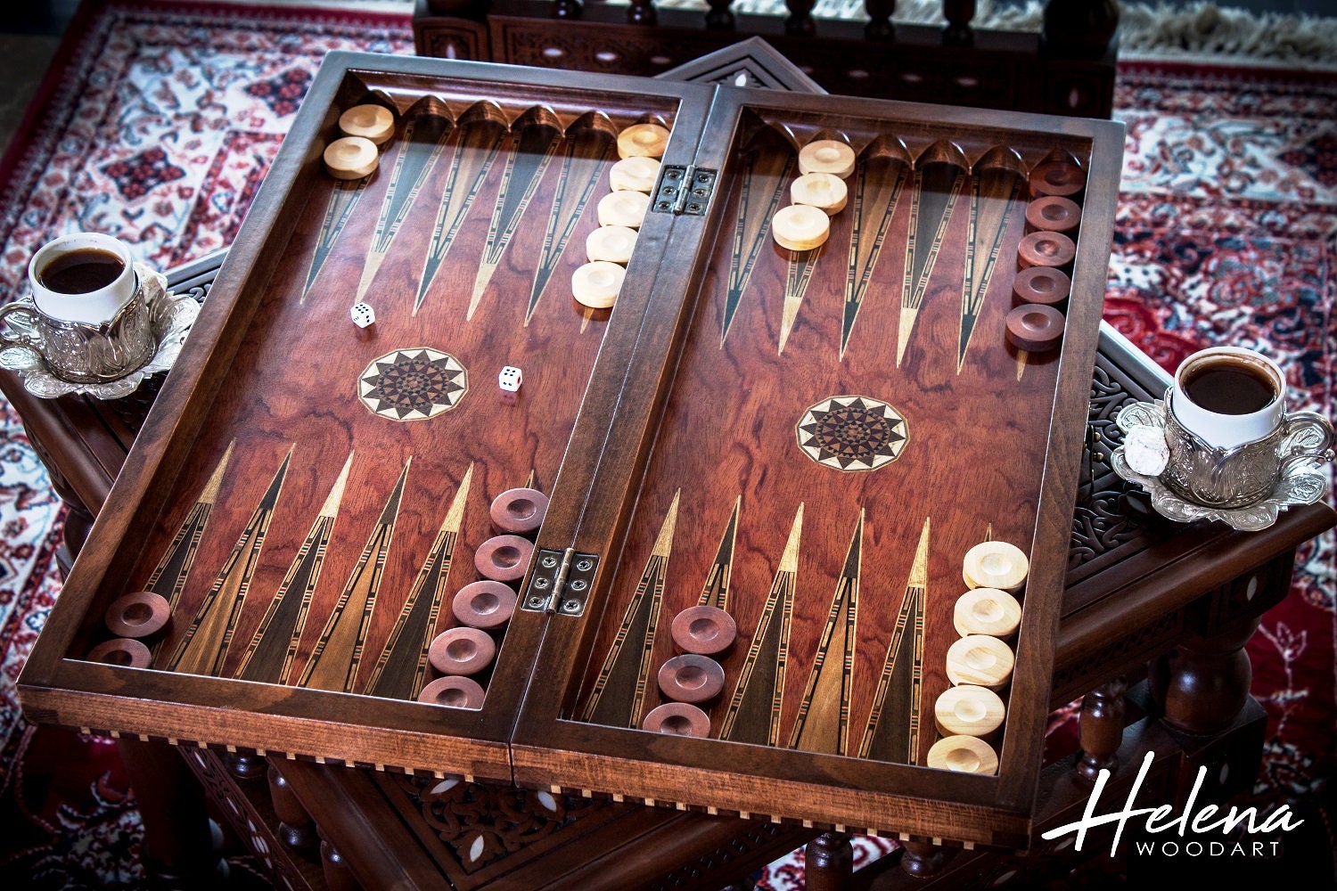 19 Handmade Elegant Backgammon Set Helena Wood Art 