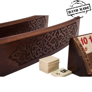 Carved Rummikub Game Set - Wooden Curved Rummy Cube Game Set