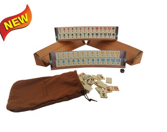 New Beechwood Handmade Curved Rummy Cube Game Set - Wooden Rummikub Set