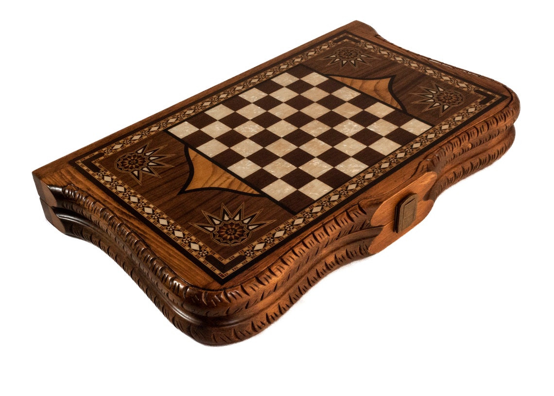 21.5 Inch Queen Backgammon Set Walnut Etsy
