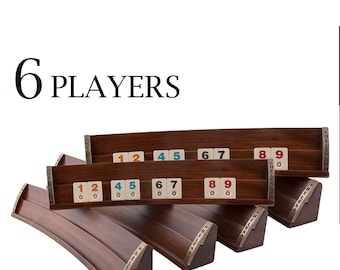 6 Spieler Personalisierte Oval Rommé Würfel Brettspiel Set - Ovale elliptische Rummicube Racks | Personalisierbares Rommé Set