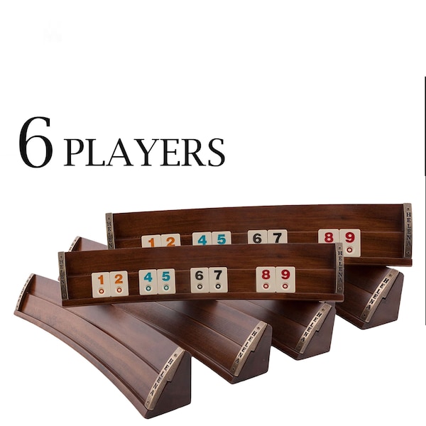 6 Spieler Personalisierte Oval Rommé Würfel Brettspiel Set - Ovale elliptische Rummicube Racks | Personalisierbares Rommé Set