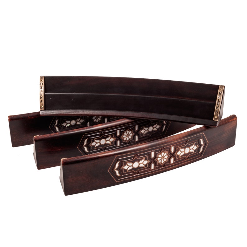 Helena Wood Art 6 Players Mother of Pearl Inlaid Curved Rummy Etsy