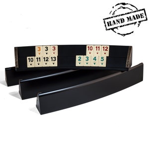 Helena Wood Art 6 Players Black Curved Rummy Cube Game Set - Wooden Handmade Black Rummikub Game Set