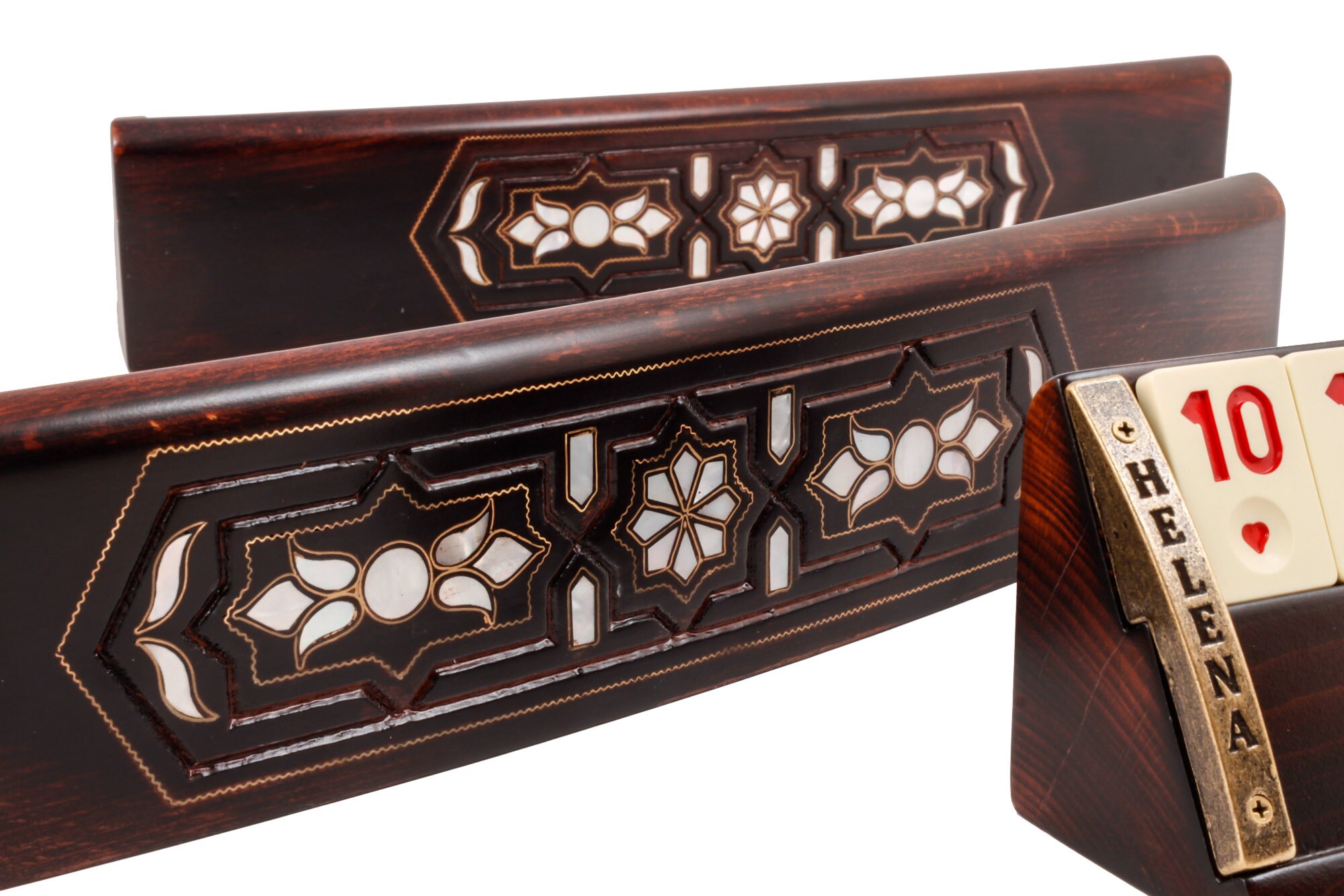 Helena Wood Art 6 Players Mother of Pearl Inlaid Curved Rummy - Etsy