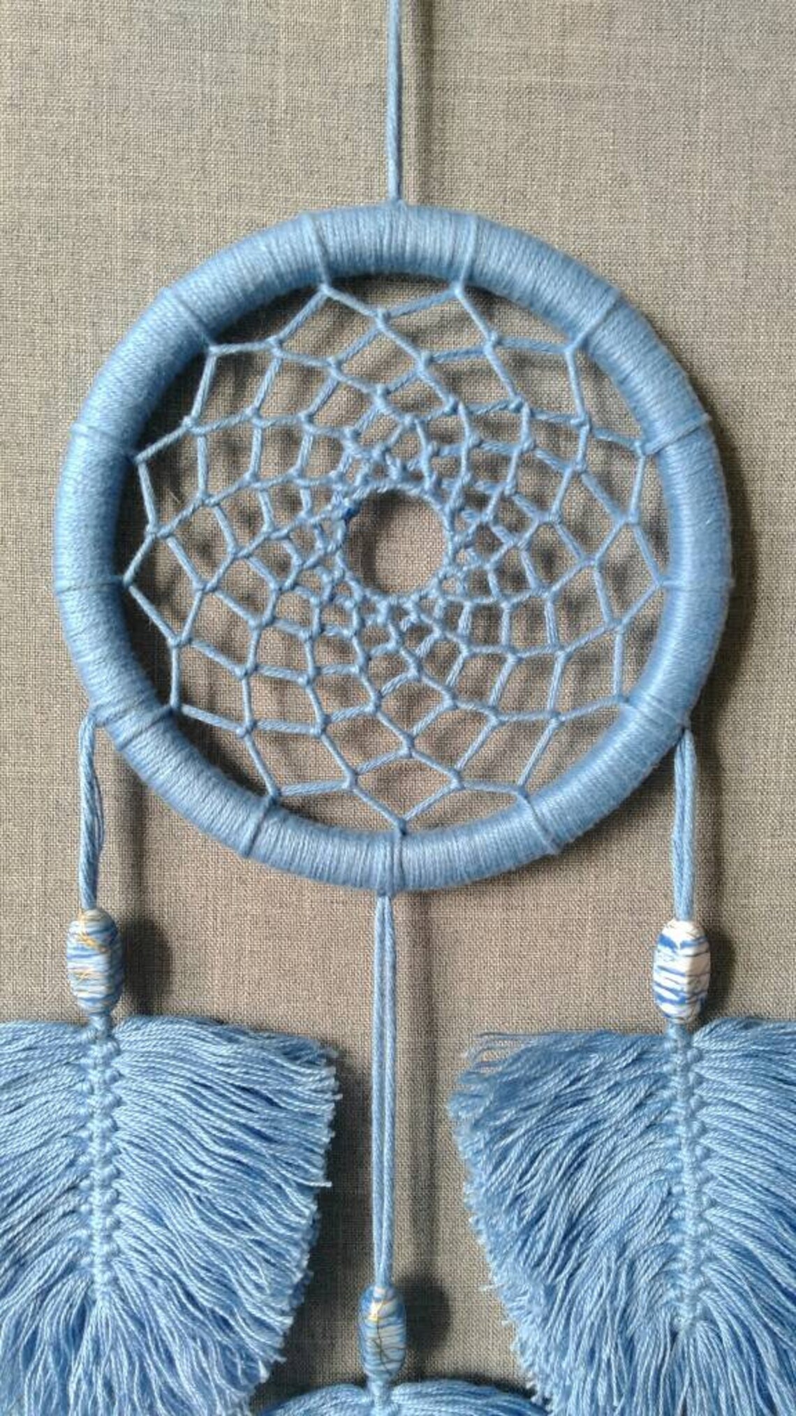 Light blue macrame dream catcher/Vegan dreamcatcher wall | Etsy