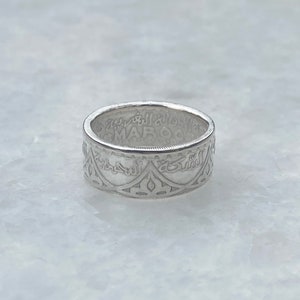 Morocco 200 Francs Silver Coin Ring