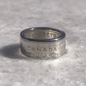 Canada 50 Cents Silver Coin Ring