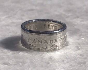 Canada 50 Cents Silver Coin Ring