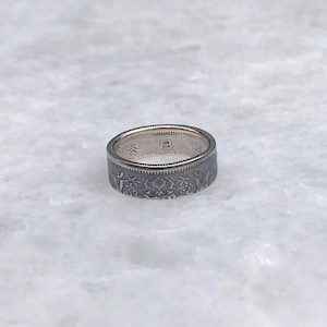 Anillo de plata de 50 sen de la era Taisho japonesa imagen 6