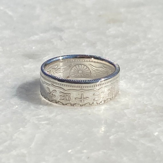 Taisho Era Japanese 50 Sen Silver Coin Ring with … - image 3