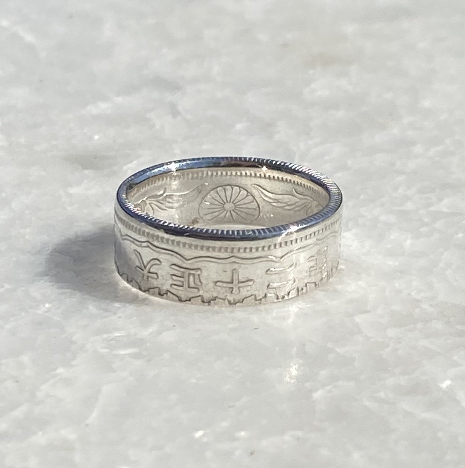 Taisho Era Japanese 50 Sen Silver Coin Ring With Cherry Taisho Era Japanese 50 Sen Silver Coin Ring With Cherry