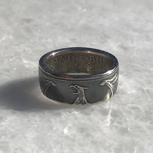 German 5 Deutsche Mark silver coin ring