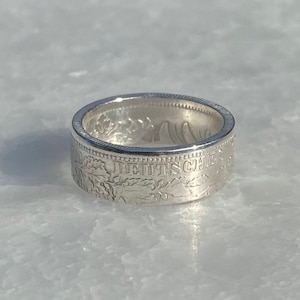 German Empire 1 Mark Silver Coin Ring