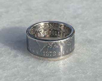 Anillo con moneda de dólar de plata Morgan del siglo XIX