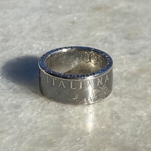 Italian 500 Lire Silver Coin Ring