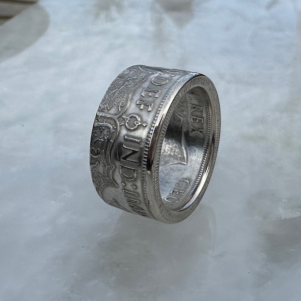 Silver British Half Crown Coin Ring