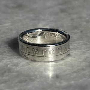 Antique Newfoundland 50 Cents Silver Coin Ring