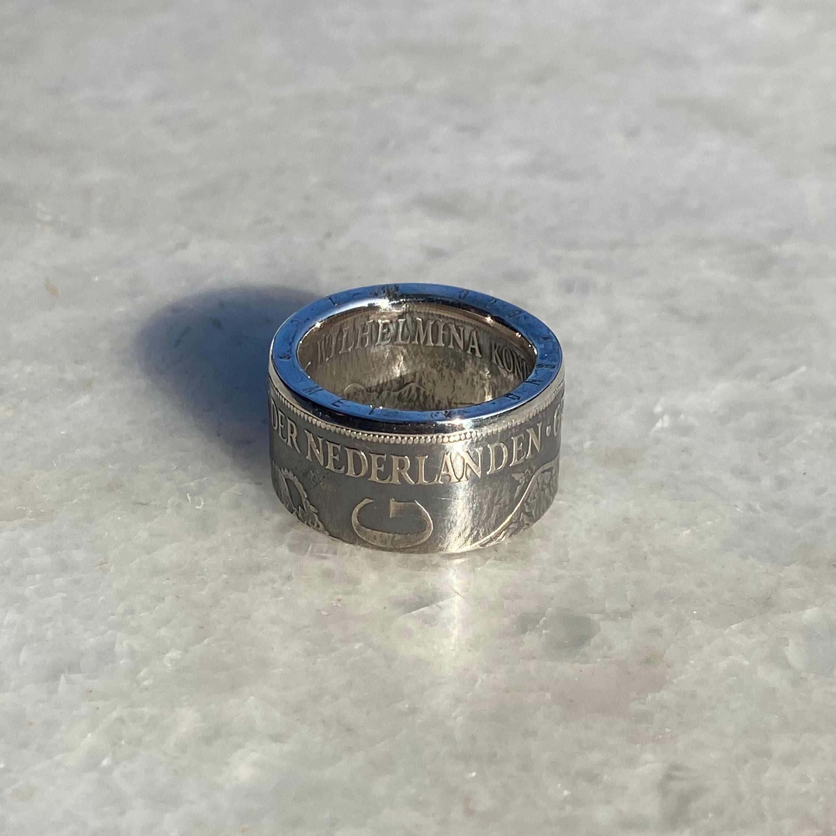 Dutch Silver Coin Ring 2.5 Guilder ring Netherlands 2 1/2 Gulden 