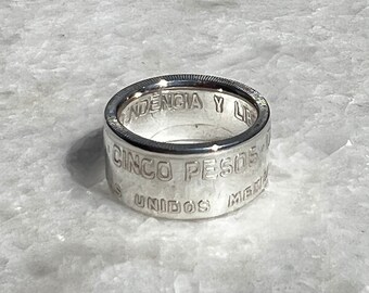 5 Pesos Mexikanische Silbermünze Ring