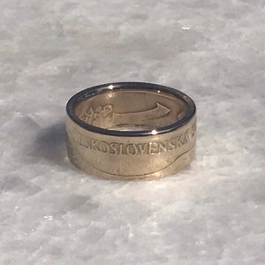 Czechoslovakia Brass Coin Ring