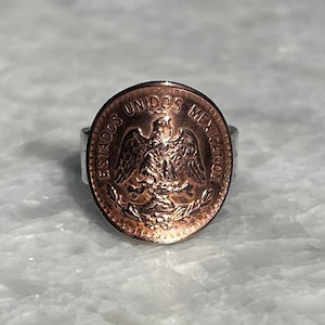 Mexican American Silver And Bronze Coin Ring
