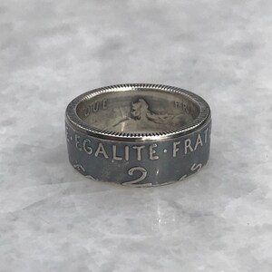 WW1 Era French 2 Francs Silver Coin Ring