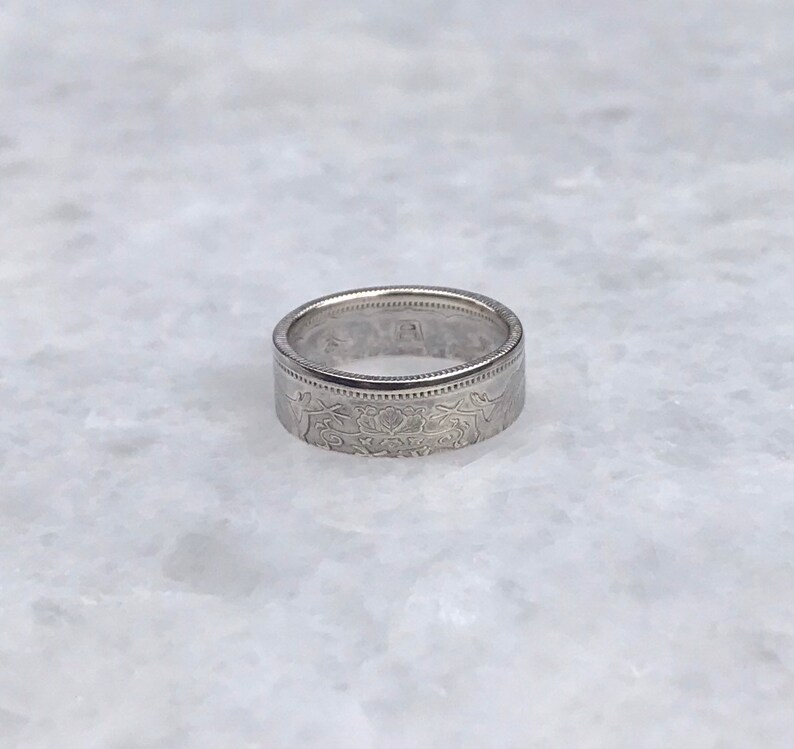 Anillo de plata de 50 sen de la era Taisho japonesa imagen 5
