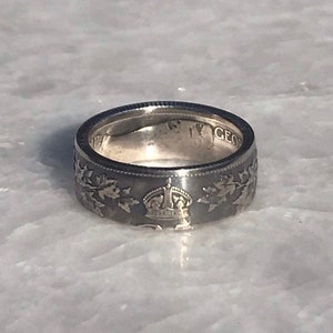 Canadian Maple Leaf Pattern Sterling Silver Quarter Coin Ring